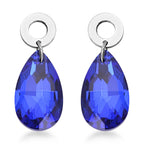 Blaue Glas-Ohrringe und Anhänger mit Kette, 316L Edelstahl