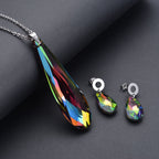 Mehrfarbige Glas-Ohrringe und Anhänger mit Kette, reiner Edelstahl