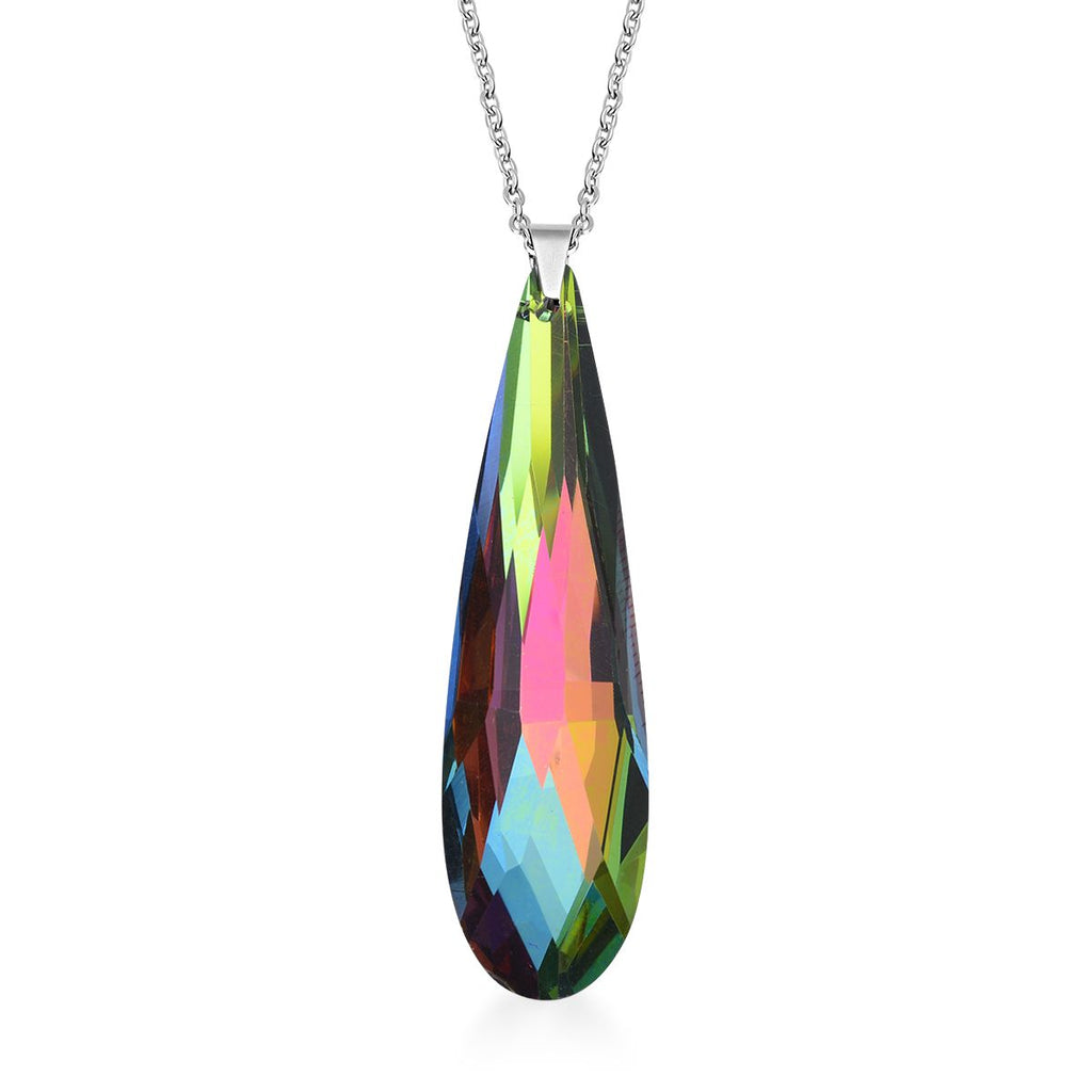 Mehrfarbige Glas-Ohrringe und Anhänger mit Kette, reiner Edelstahl