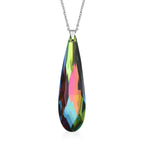 Mehrfarbige Glas-Ohrringe und Anhänger mit Kette, reiner Edelstahl