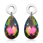 Mehrfarbige Glas-Ohrringe und Anhänger mit Kette, reiner Edelstahl