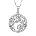 Weißer Kristall Lebensbaum -Anhänger mit Kette, 316L Edelstahl