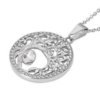 Weißer Kristall Lebensbaum -Anhänger mit Kette, 316L Edelstahl