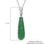 Grüner Jade und weißer Zirkon-Anhänger mit Kette, 925 Silber, 925 Silber rhodiniert ca. 7.74 ct