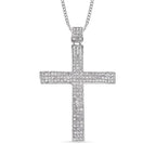 Weißer Kristall Kreuz-Anhänger mit Kette, silberfarben 10.00 ct
