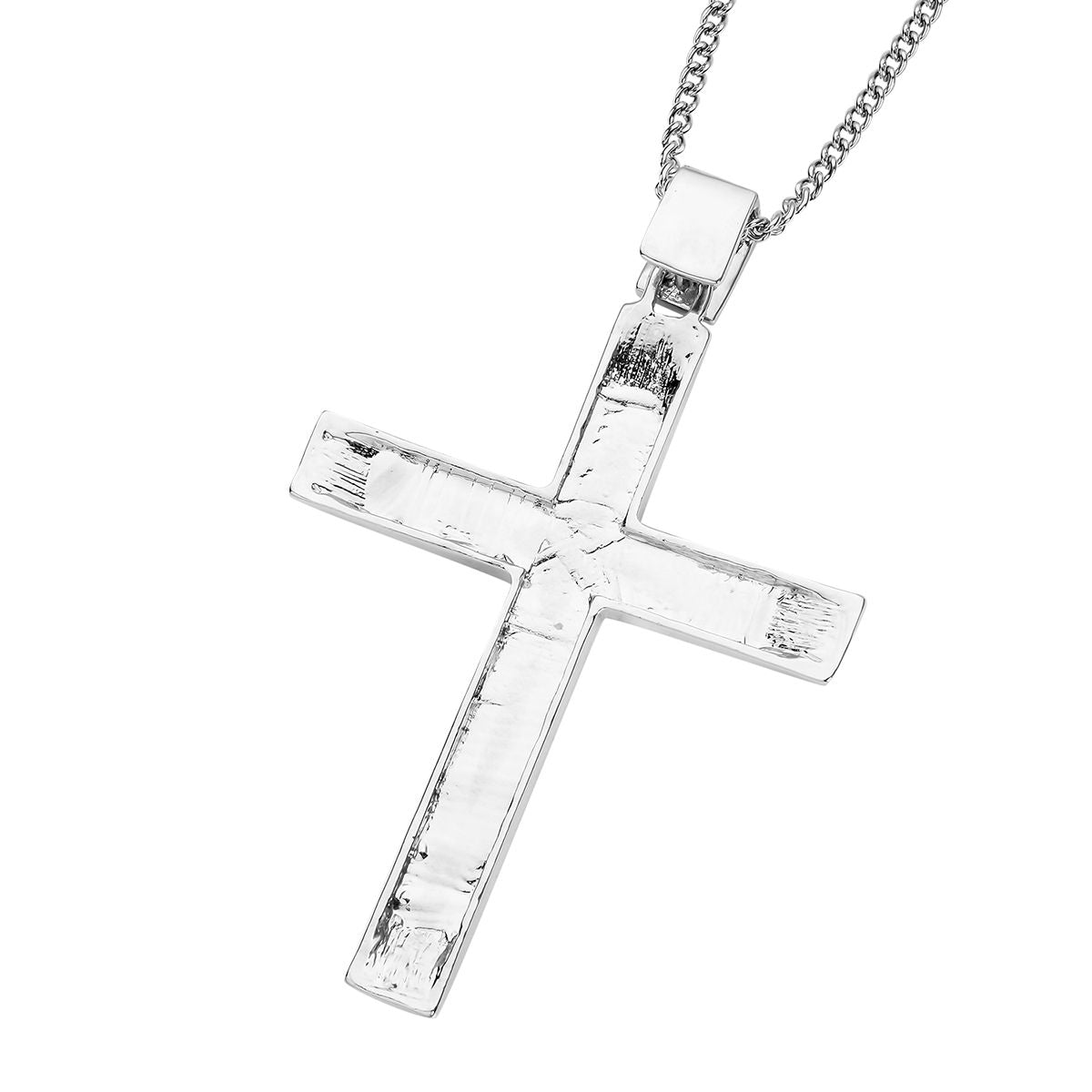 Weißer Kristall Kreuz-Anhänger mit Kette, silberfarben 10.00 ct