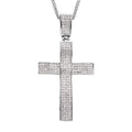 Weißer Kristall Kreuz-Anhänger mit Kette, silberfarben