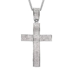 Weißer Kristall Kreuz-Anhänger mit Kette, silberfarben