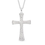 Weißer Kristall Kreuz-Anhänger mit Kette, Silberfarben