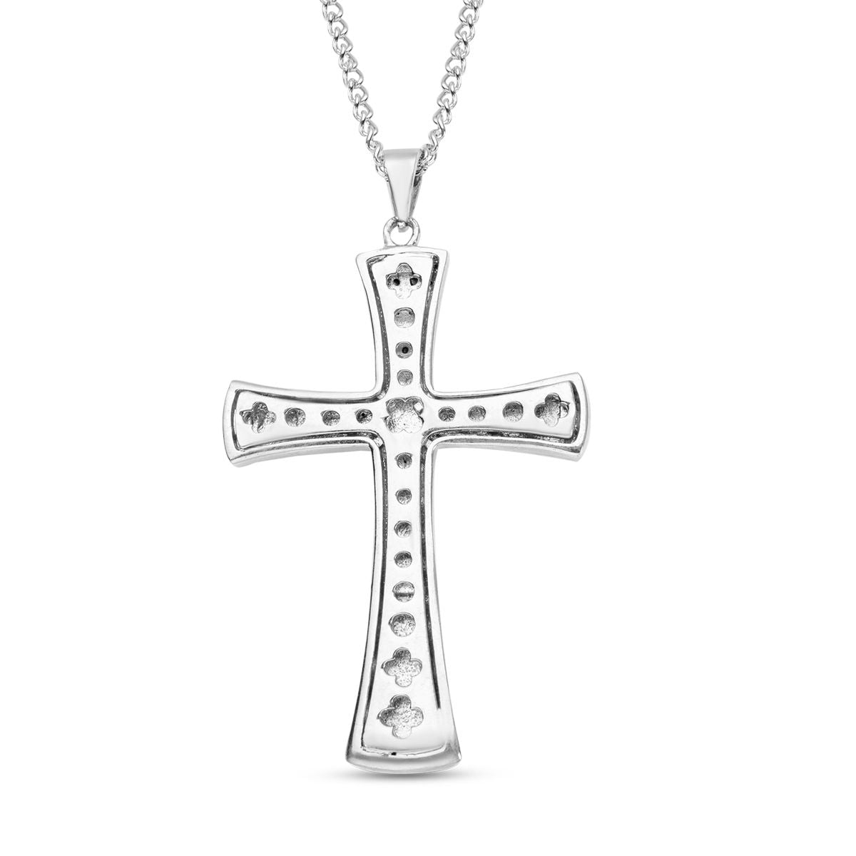 Weißer Kristall Kreuz-Anhänger mit Kette, Silberfarben