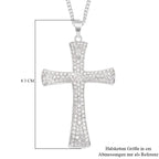 Weißer Kristall Kreuz-Anhänger mit Kette, Silberfarben