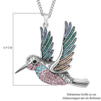 Kristall Kolibri-Anhänger mit Kette, silberfarben