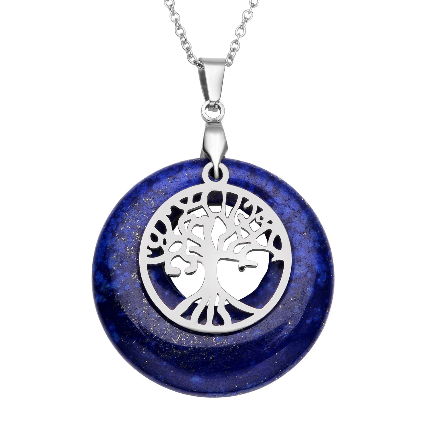 Lapislazuli-Anhänger mit Kette, Edelstahl ca. 40,00 ct