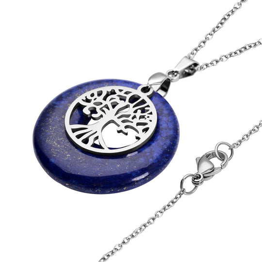 Lapislazuli-Anhänger mit Kette, Edelstahl ca. 40,00 ct