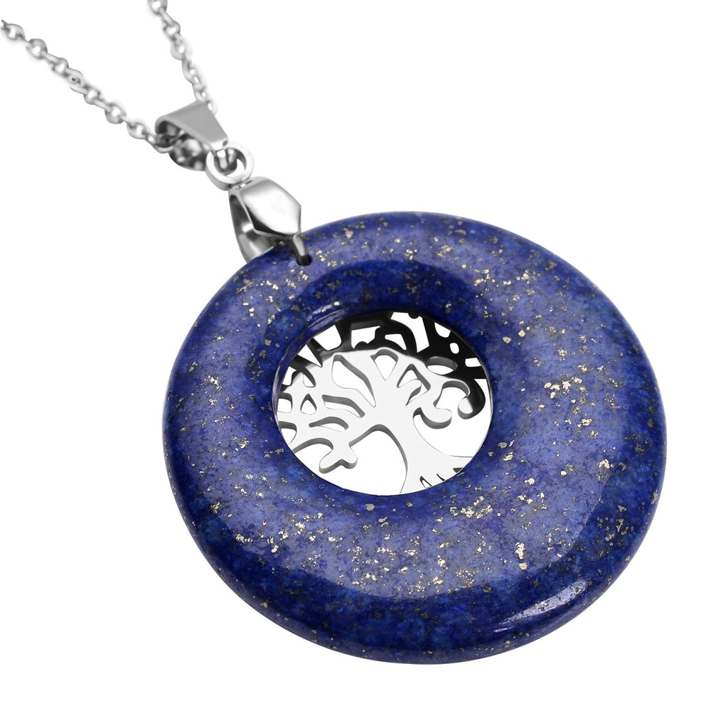 Lapislazuli-Anhänger mit Kette, Edelstahl ca. 40,00 ct