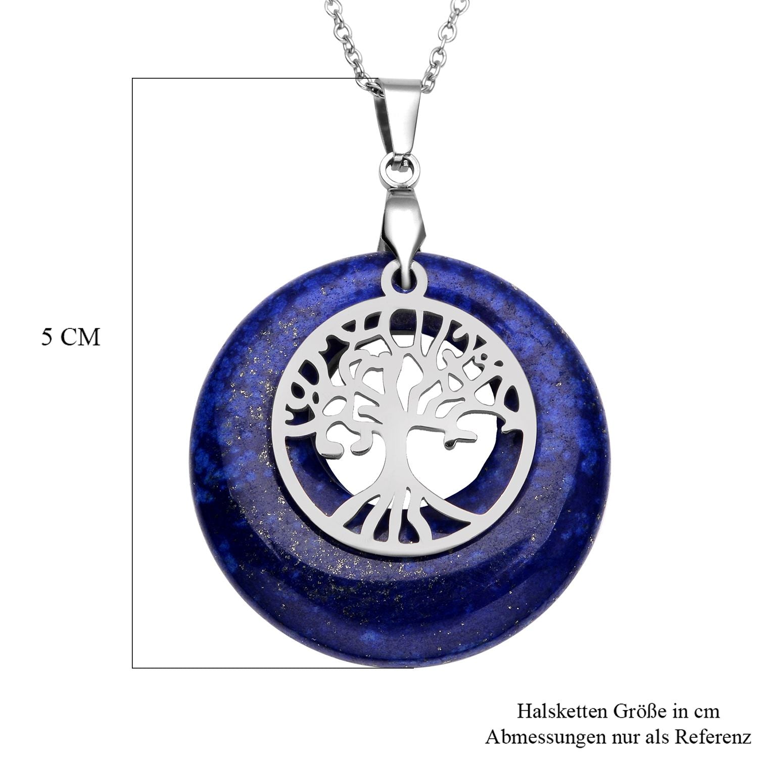 Lapislazuli-Anhänger mit Kette, Edelstahl ca. 40,00 ct