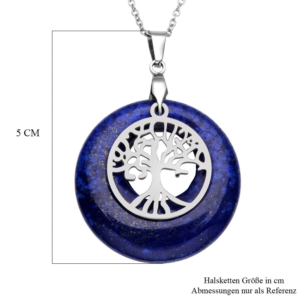 Lapislazuli-Anhänger mit Kette, Edelstahl ca. 40,00 ct