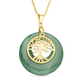 Grüner Aventurin Goldton Baum des Lebens Anhänger mit Kette 40,00 Ct