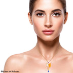Jardin Kollektion - Gelber Jade und rosa Perlmutt-Anhänger mit Kette, 925 Silber Gelbgold Vermeil ca. 3.49 ct
