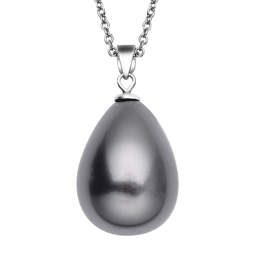 Tahitianischer Muschelkernperlen-Anhänger mit Kette, 925 Silber rhodiniert und Edelstahl