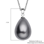 Tahitianischer Muschelkernperlen-Anhänger mit Kette, 925 Silber rhodiniert und Edelstahl