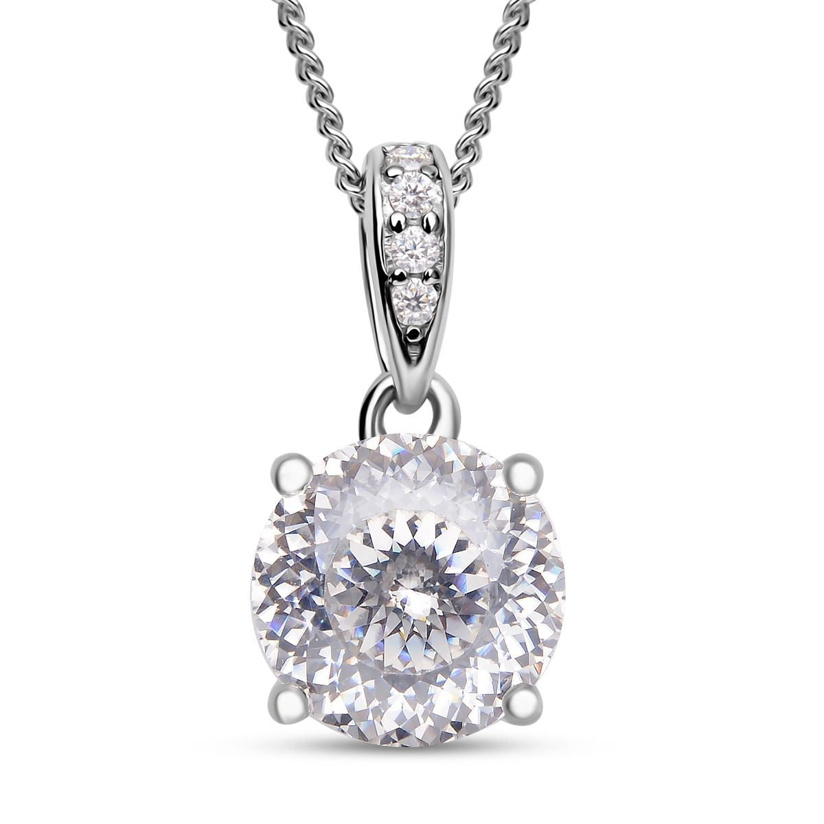 161 Facetten Moissanit-Anhänger mit Kette, 925 Silber rhodiniert ca. 1.97 ct