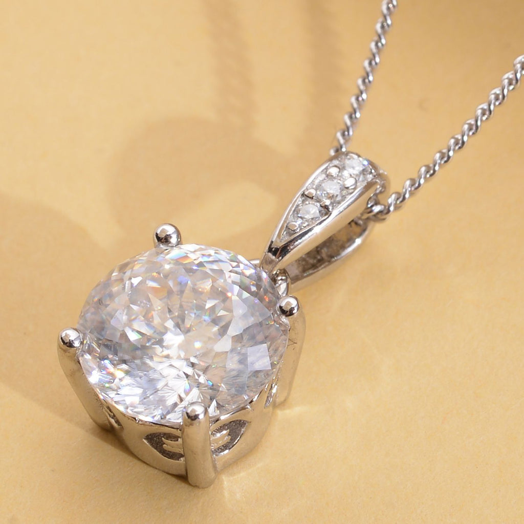 161 Facetten Moissanit-Anhänger mit Kette, 925 Silber rhodiniert ca. 1.97 ct