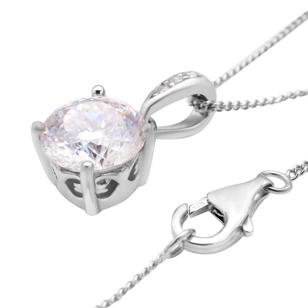161 Facetten Moissanit-Anhänger mit Kette, 925 Silber rhodiniert ca. 1.97 ct