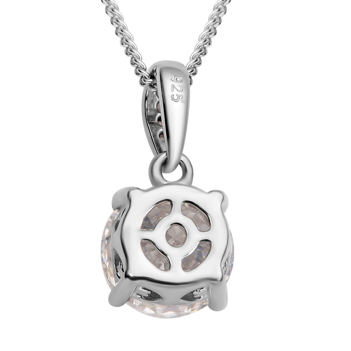 161 Facetten Moissanit-Anhänger mit Kette, 925 Silber rhodiniert ca. 1.97 ct