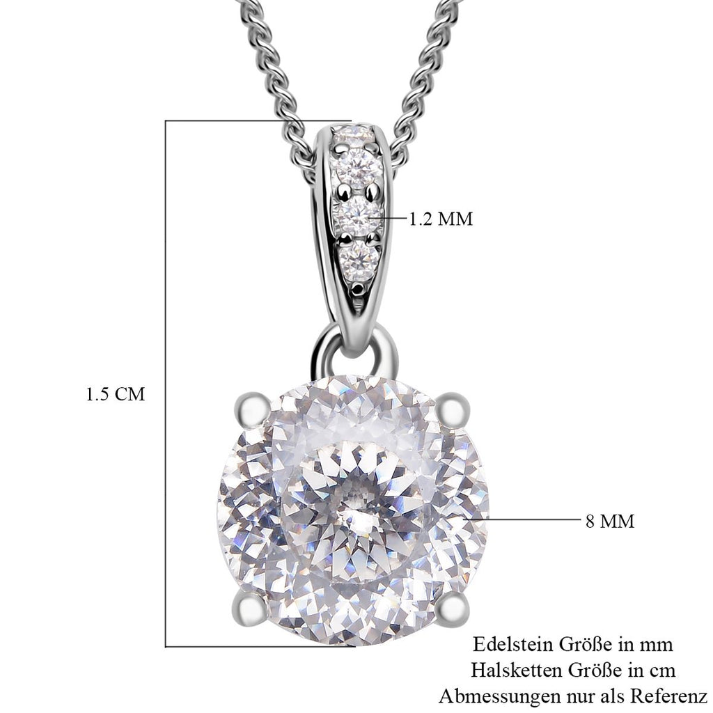161 Facetten Moissanit-Anhänger mit Kette, 925 Silber rhodiniert ca. 1.97 ct