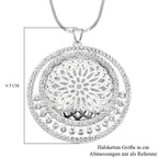 Weißer Kristall Mandala-Anhänger mit Kette, silberfarben