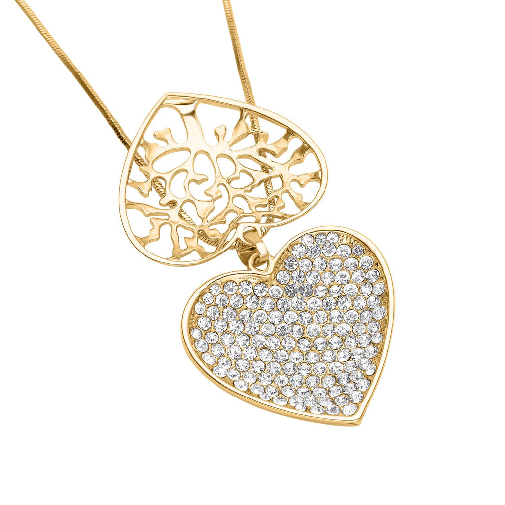Weißer Kristall Anhänger mit Kette, goldfarben