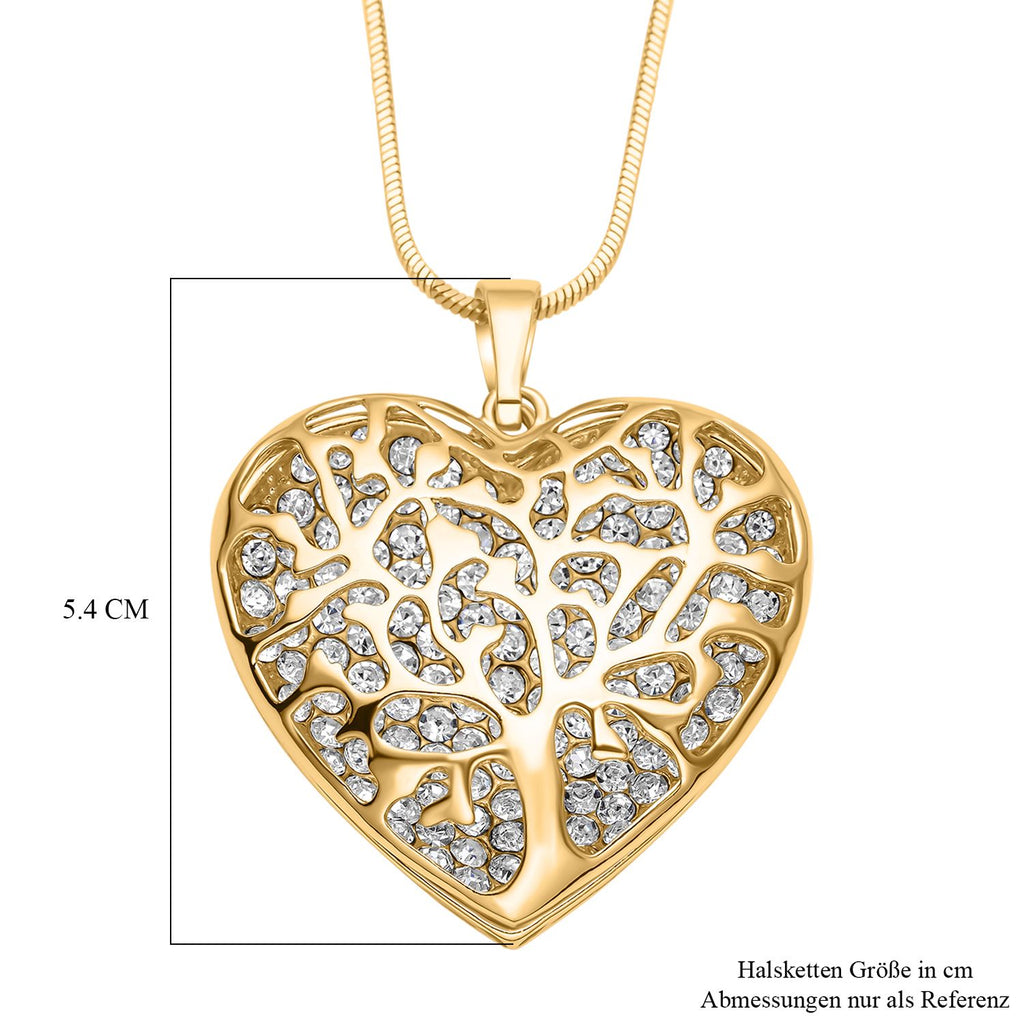 Weißer Kristall Anhänger mit Kette, goldfarben