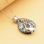 Abalone Muschel und weißer Kristall-Anhänger mit Kette, Edelstahl ca. 19,40 ct