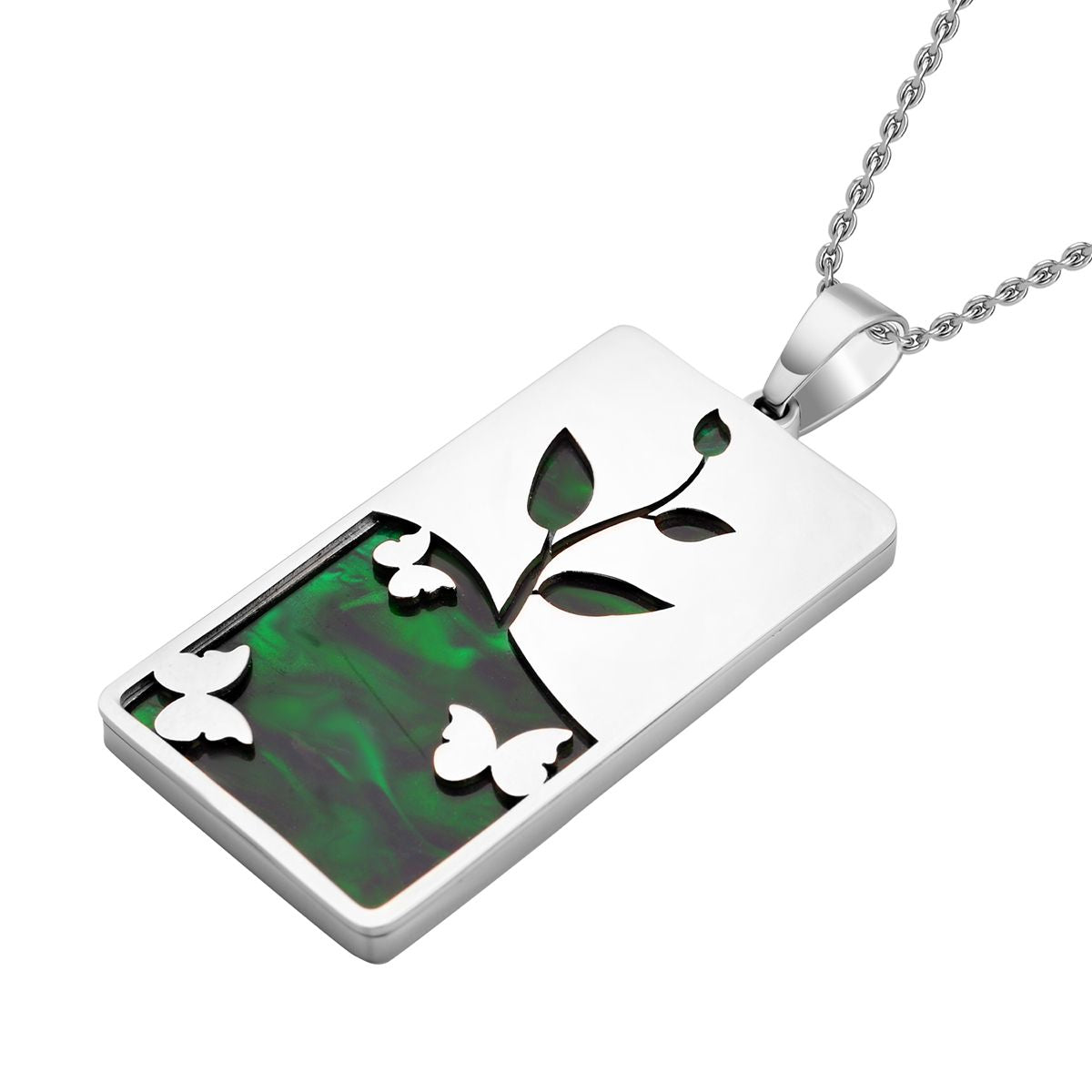 Grüner Edelstahl-Anhänger mit Kette, reiner Edelstahl ca. 5,00 ct