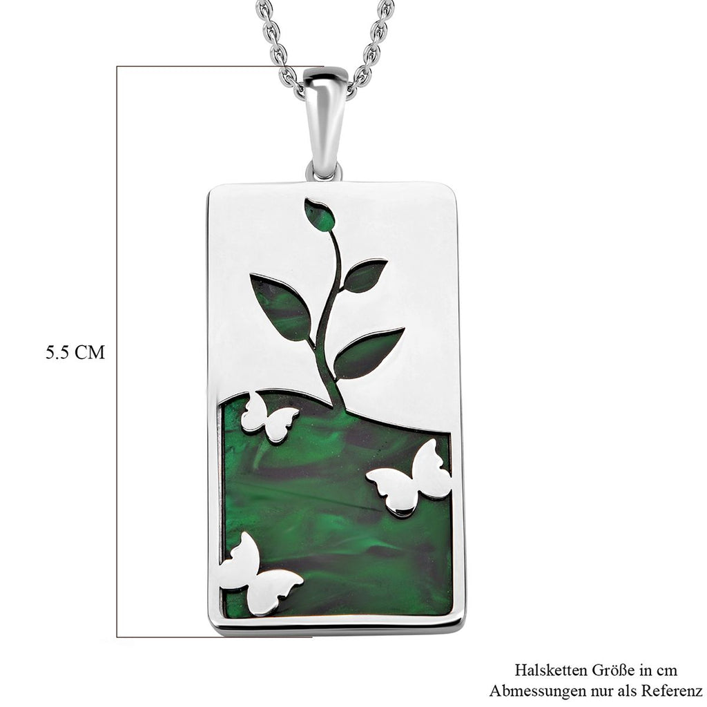 Grüner Edelstahl-Anhänger mit Kette, reiner Edelstahl ca. 5,00 ct