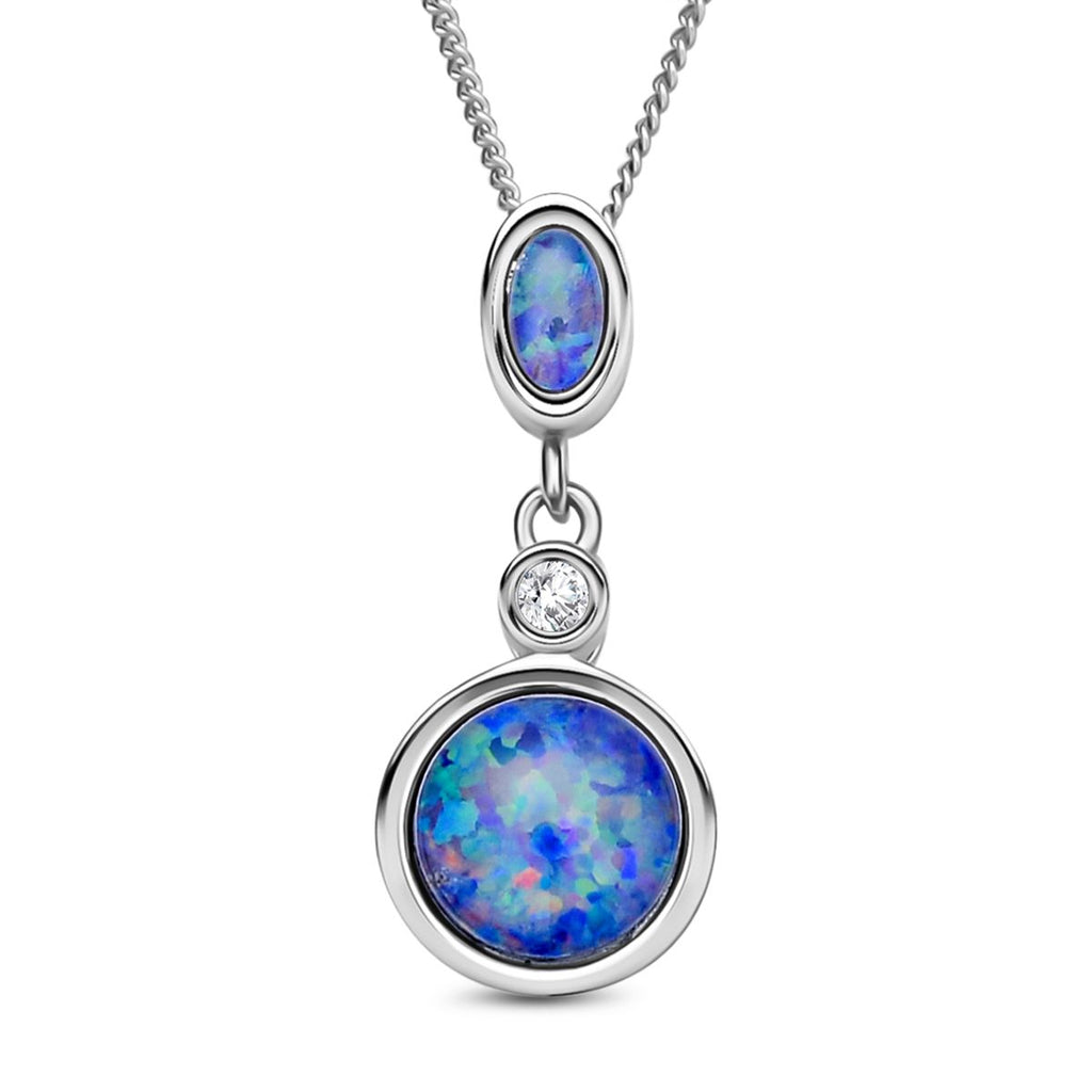 Boulder Opal Triplett-Anhänger mit Kette, 925 Silber rhodiniert ca. 1,74 ct