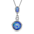 Boulder Opal Triplett und Zirkon-Anhänger mit Kette, 925 Silber rhodiniert, 1,74 ct.