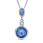 Boulder Opal Triplett-Anhänger mit Kette, 925 Silber rhodiniert ca. 1,74 ct