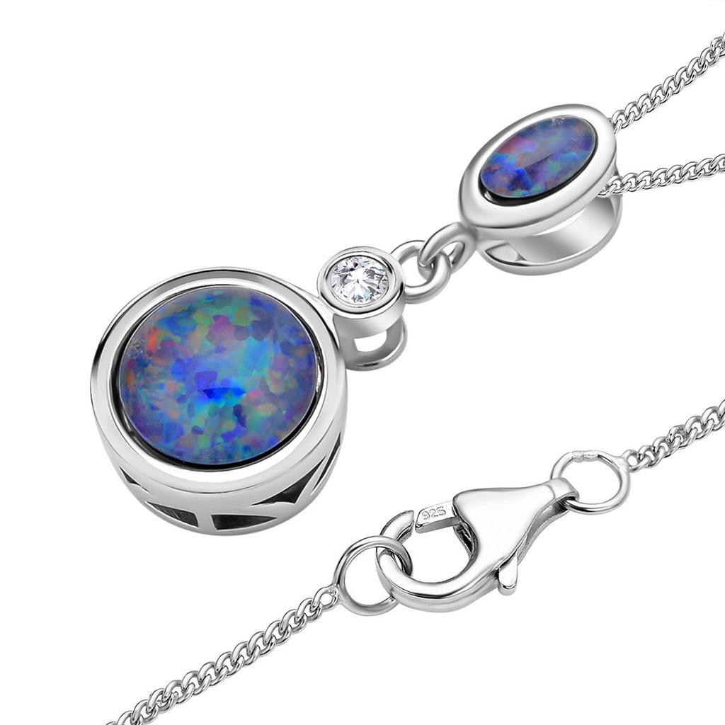 Boulder Opal Triplett-Anhänger mit Kette, 925 Silber rhodiniert ca. 1,74 ct