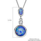 Boulder Opal Triplett-Anhänger mit Kette, 925 Silber rhodiniert ca. 1,74 ct