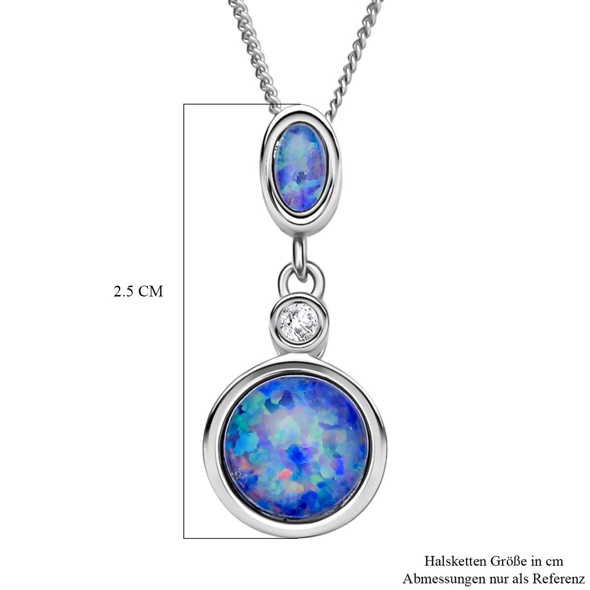 Boulder Opal Triplett-Anhänger mit Kette, 925 Silber rhodiniert ca. 1,74 ct
