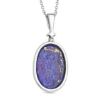 Lapislazuli und weißer Kristall Anhänger mit Kette, Edelstahl ca. 17.00 ct