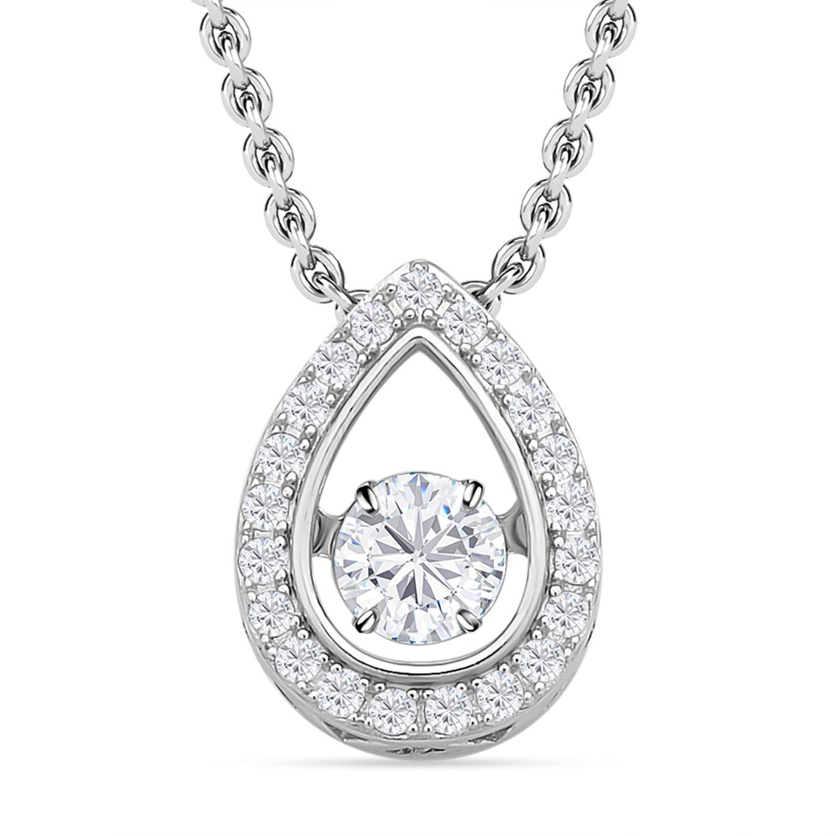 Weißer Zirkonia-Anhänger mit Edelstahl-Kette, 925 Silber rhodiniert ca. 1,15 ct
