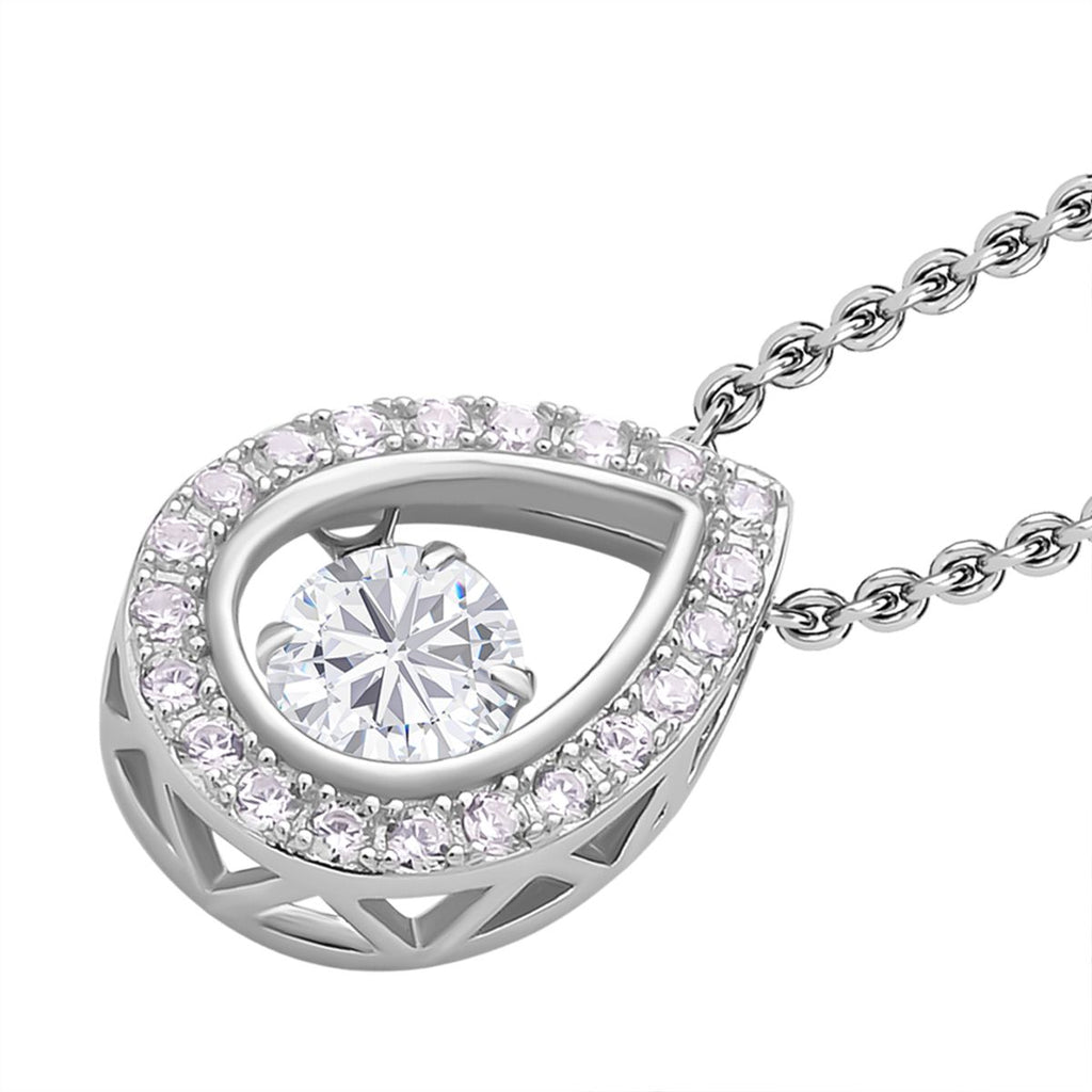 Weißer Zirkonia-Anhänger mit Edelstahl-Kette, 925 Silber rhodiniert ca. 1,15 ct