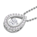 Weißer Zirkonia-Anhänger mit Edelstahl-Kette, 925 Silber rhodiniert ca. 1,15 ct