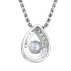 Weißer Zirkonia-Anhänger mit Edelstahl-Kette, 925 Silber rhodiniert ca. 1,15 ct