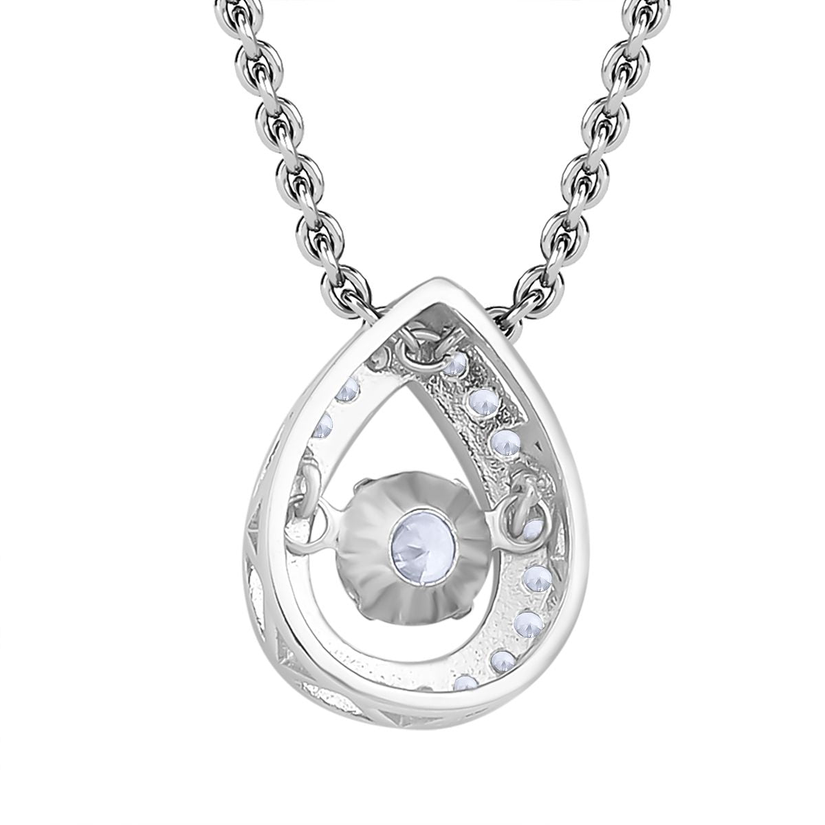Weißer Zirkonia-Anhänger mit Edelstahl-Kette, 925 Silber rhodiniert ca. 1,15 ct