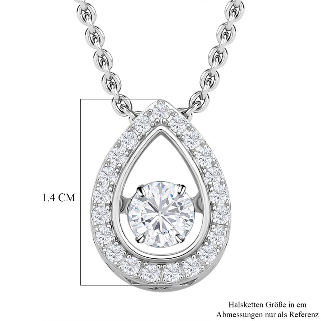 Weißer Zirkonia-Anhänger mit Edelstahl-Kette, 925 Silber rhodiniert ca. 1,15 ct