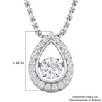 Weißer Zirkonia-Anhänger mit Edelstahl-Kette, 925 Silber rhodiniert ca. 1,15 ct